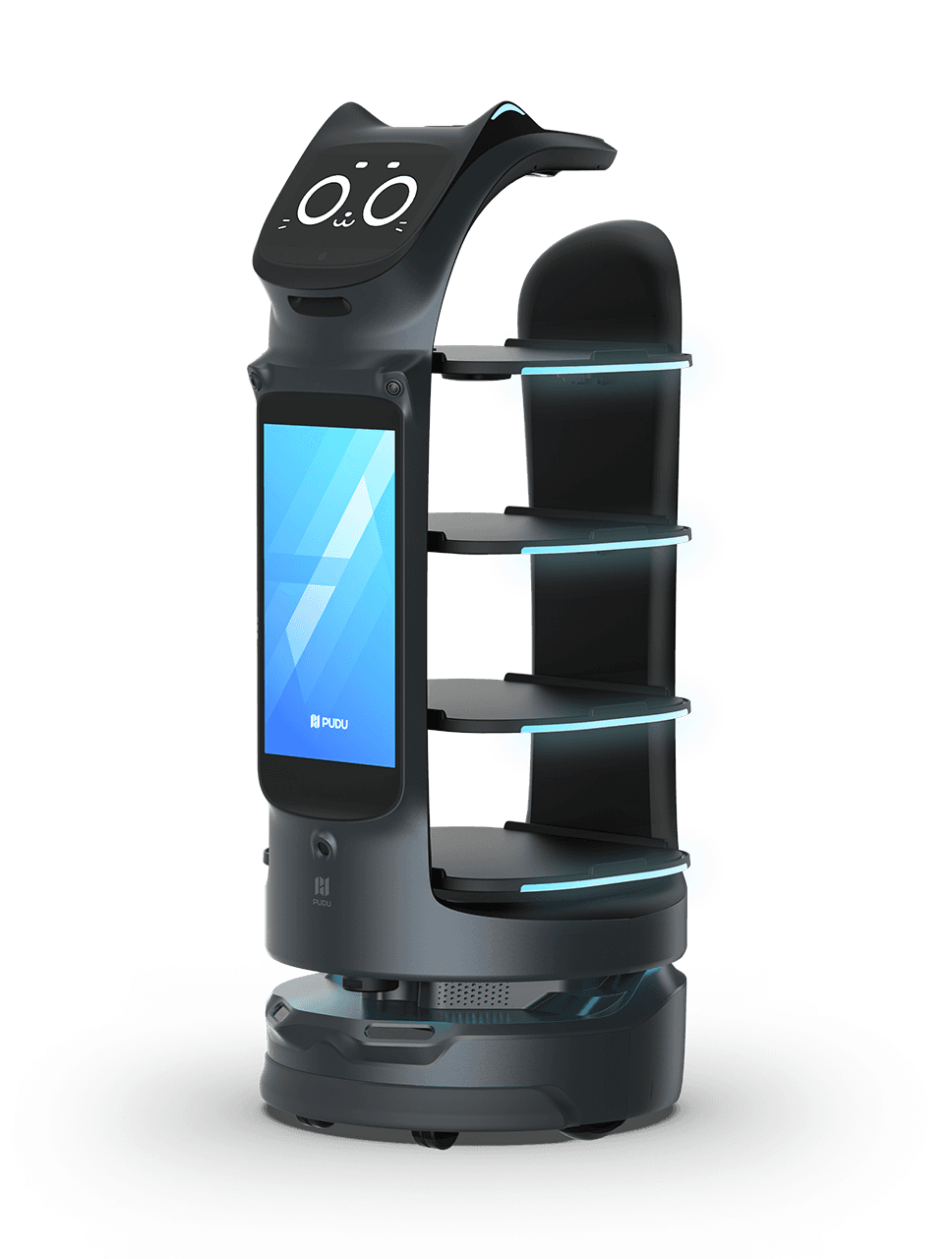 BellaBot Pro Lieferroboter mit integriertem Werbedisplay, Frontansicht